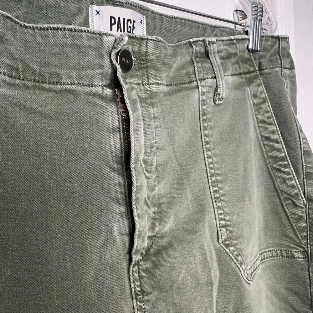 PAIGE Mayslie Cropped Joggers Ankle-Length Green Jeans | Size 31